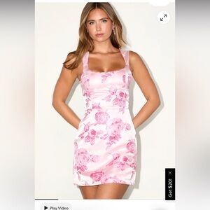 Lulus NWT - Brighter Side Pink Floral Satin Jacquard Mini Dress